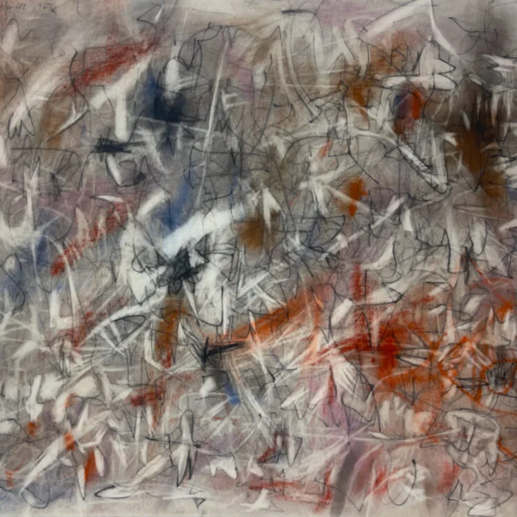 Untitled (Composition in Brown-Red & White with Blue & Black)